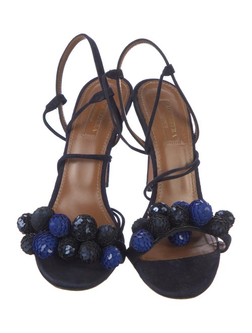 Aquazzura Suede Sequin Embellishments Sandals