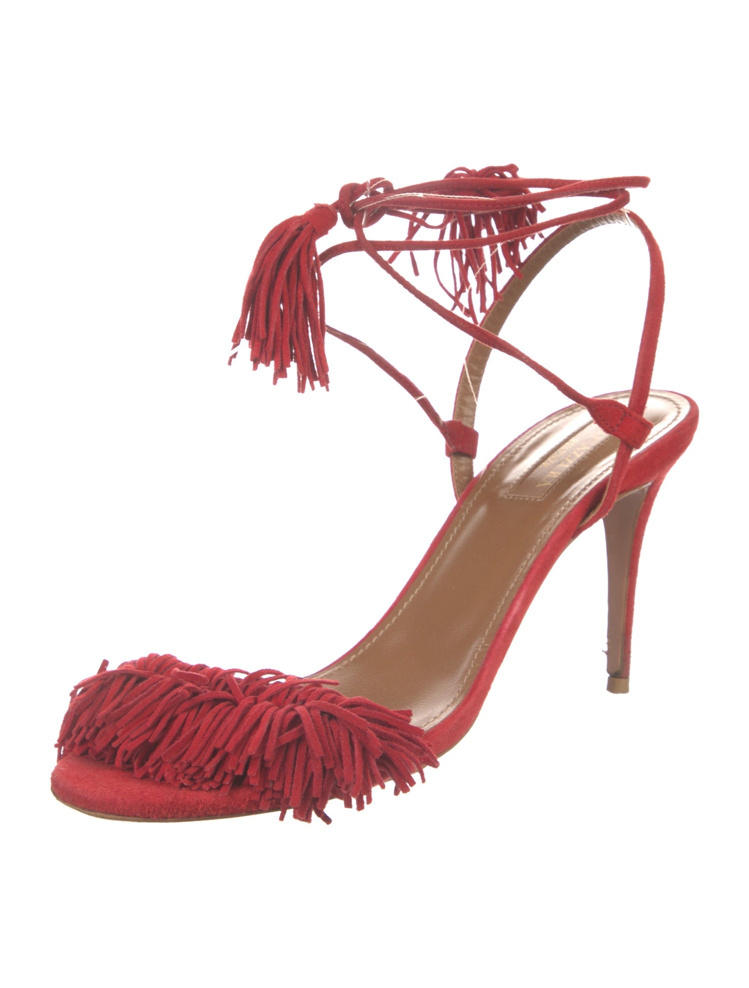 Aquazzura Suede Tassel Accents Sandals