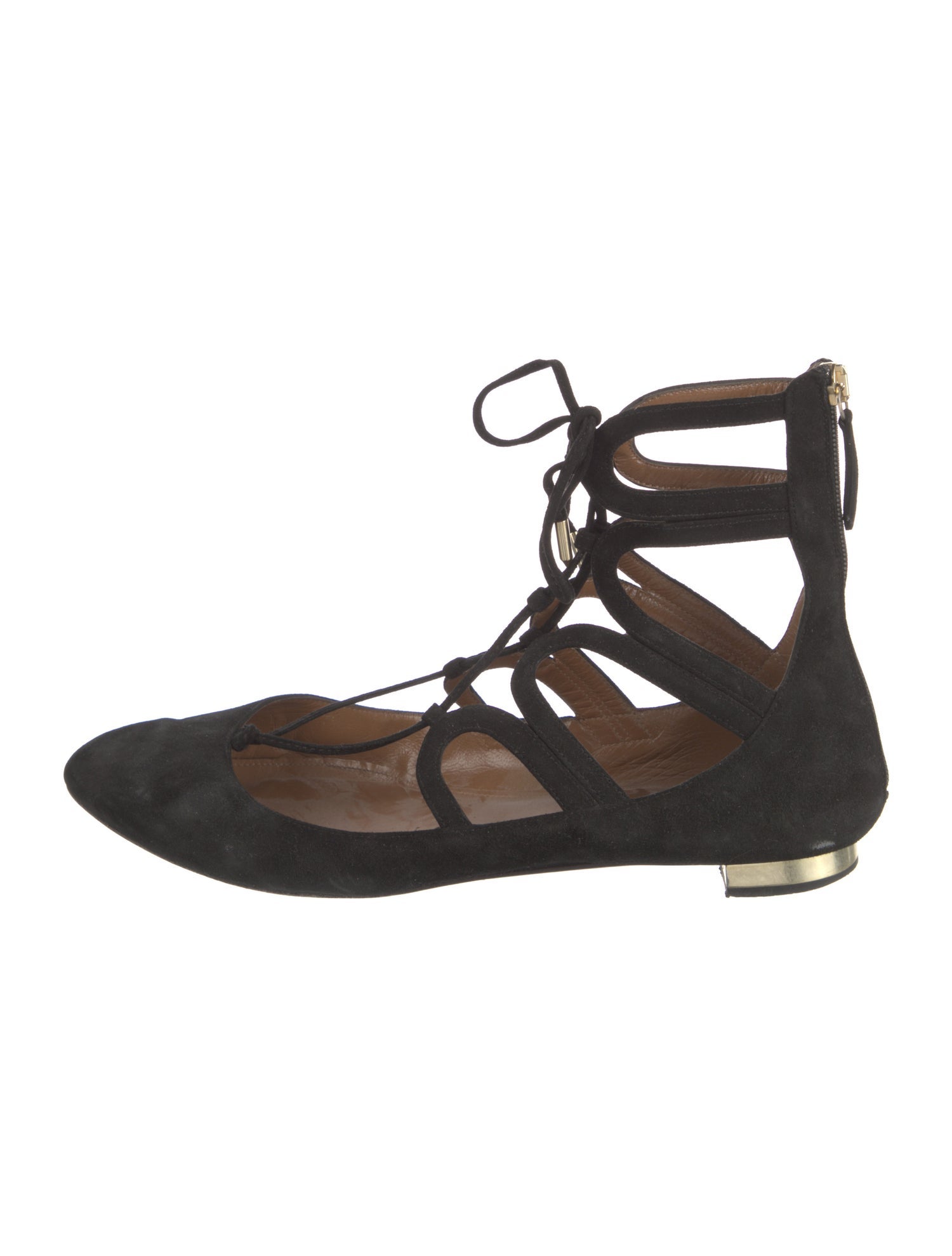 Aquazzura Suede Cutout Accent Ballet Flats