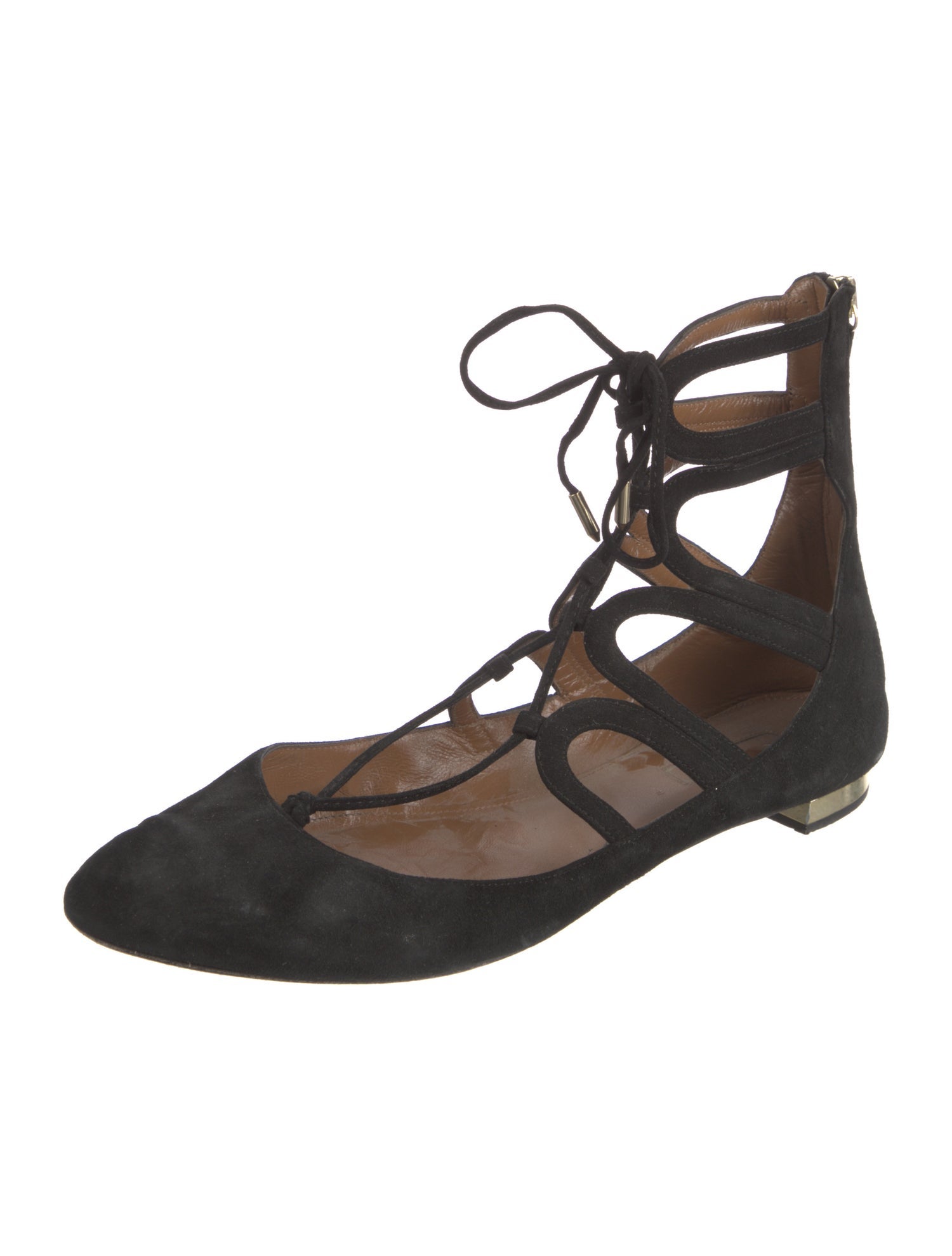 Aquazzura Suede Cutout Accent Ballet Flats