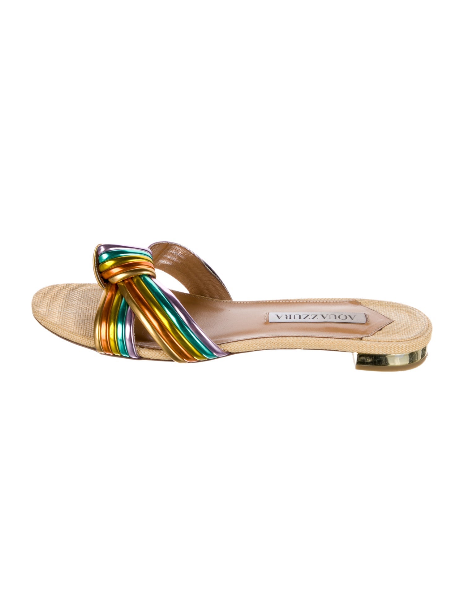 Aquazzura Leather Striped Slides