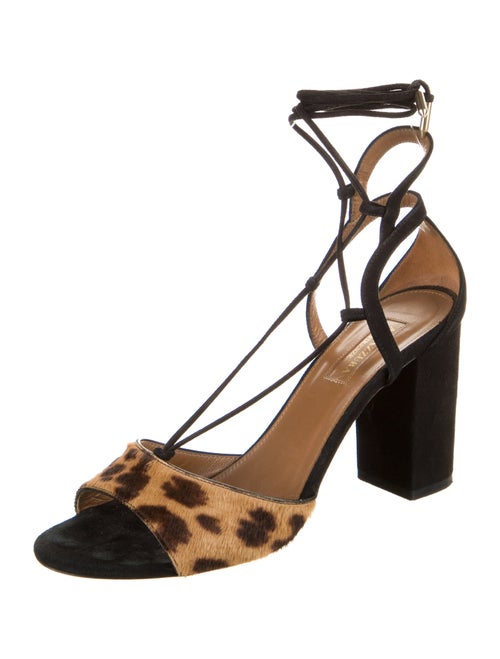 Aquazzura Suede Animal Print Gladiator Sandals