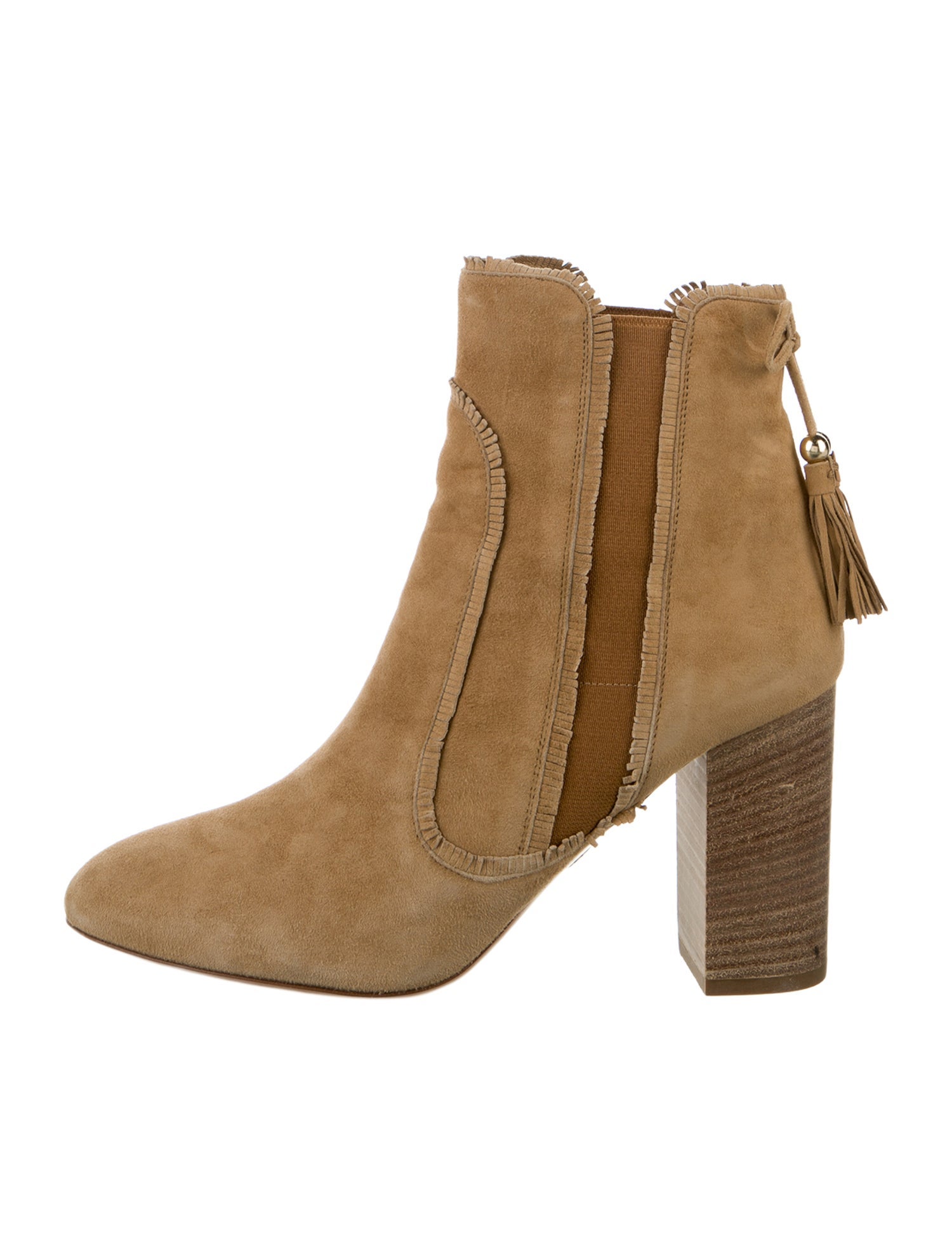 Aquazzura Suede Tassel Accents Chelsea Boots