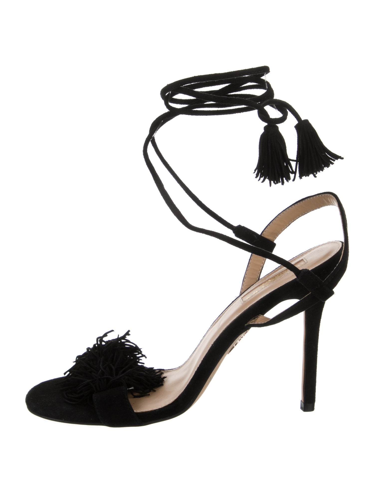 Aquazzura Suede Tassel Accents Sandals