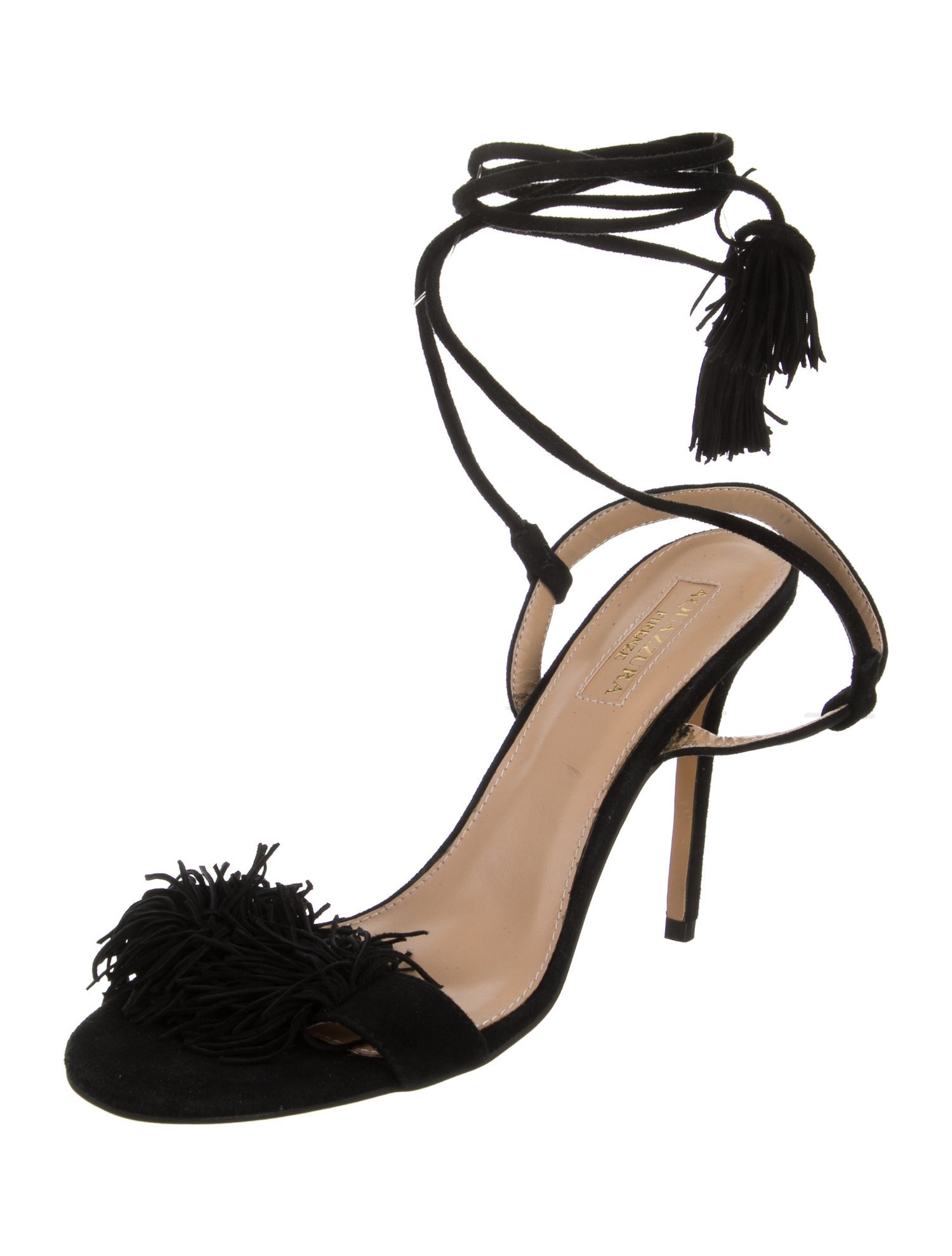 Aquazzura Suede Tassel Accents Sandals