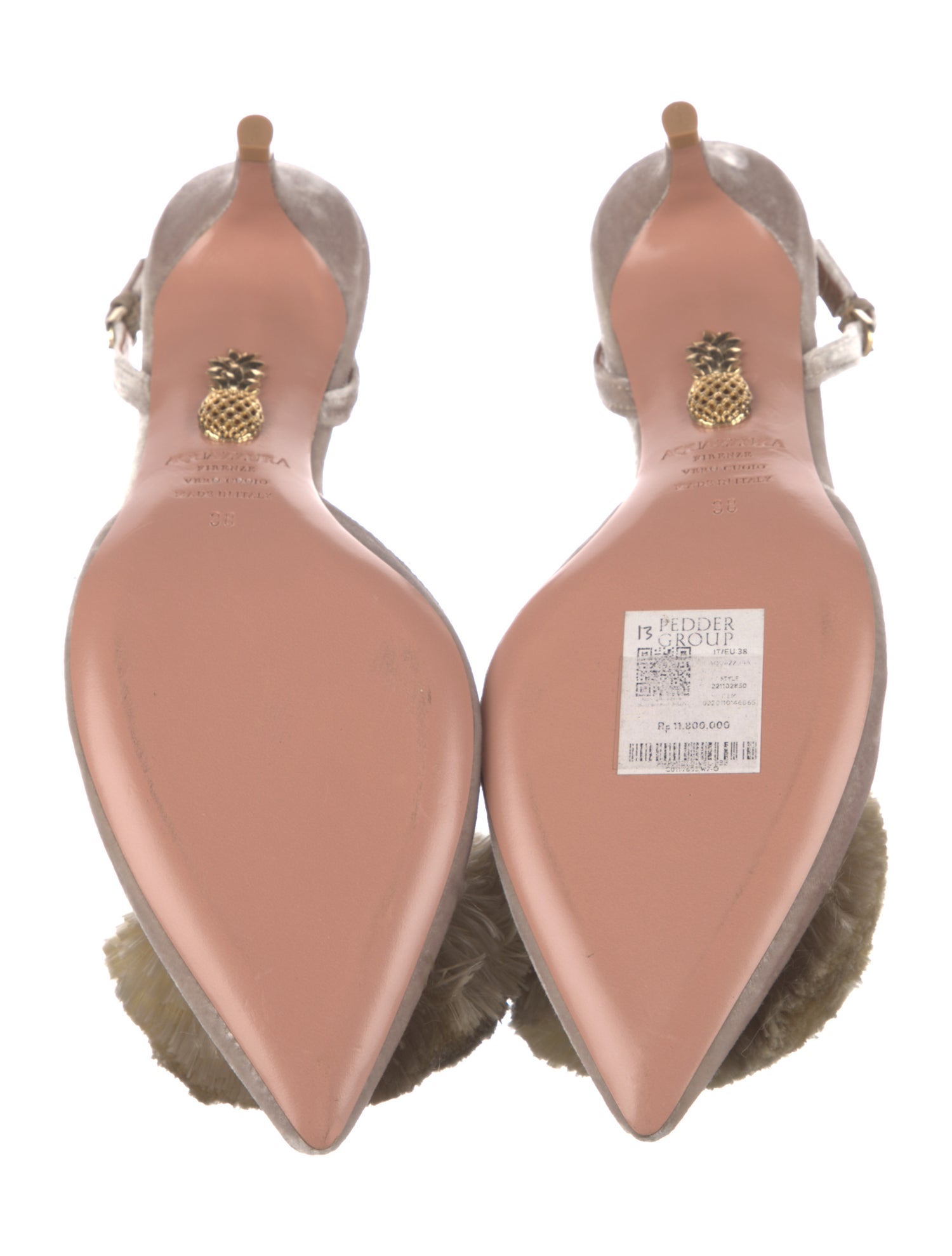 Aquazzura Velvet Pom-Pom Embellishments Slingback Pumps