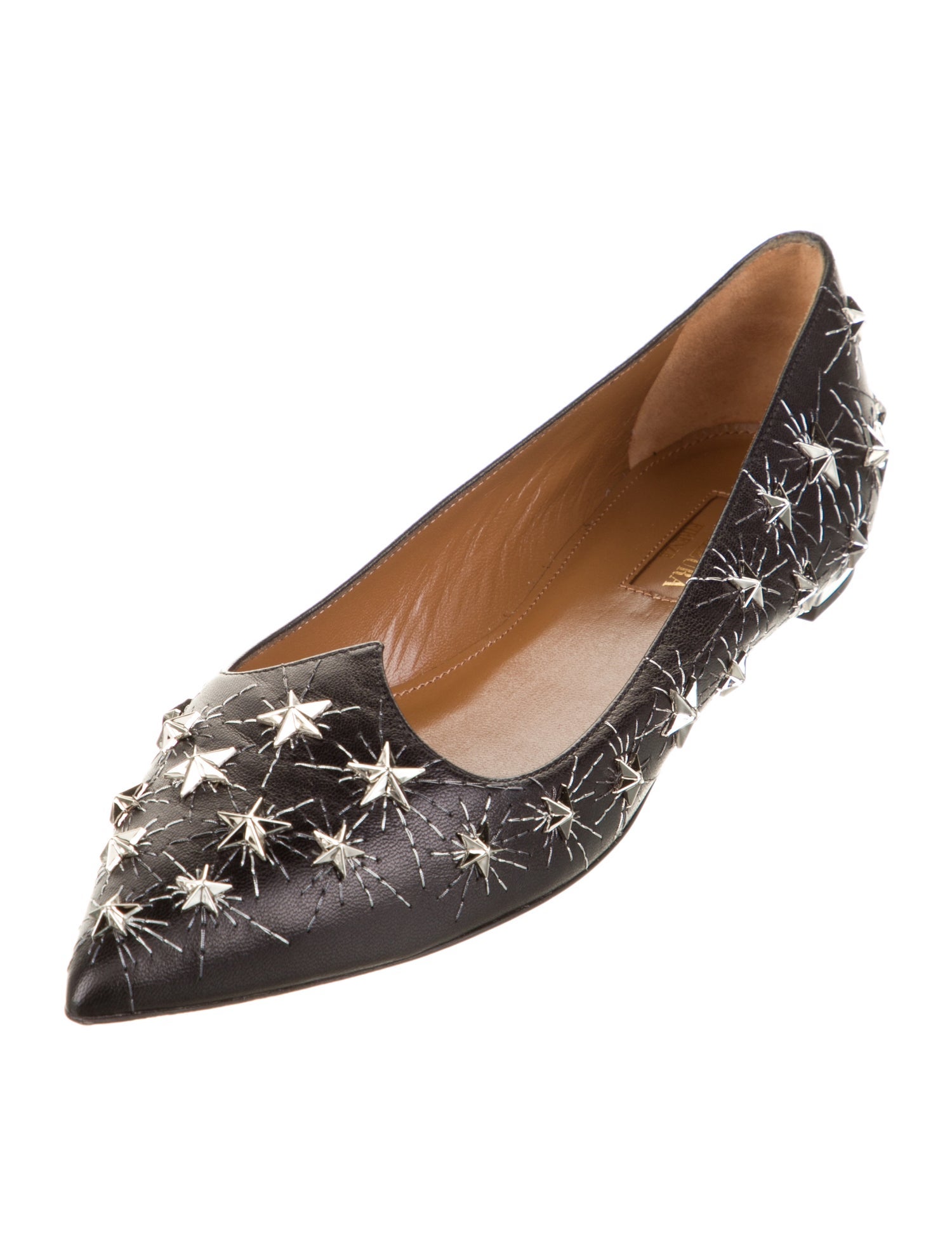 Aquazzura Leather Printed Ballet Flats w/ Tags
