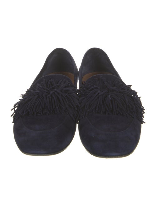 Aquazzura Suede Fringe Trim Accent Loafers