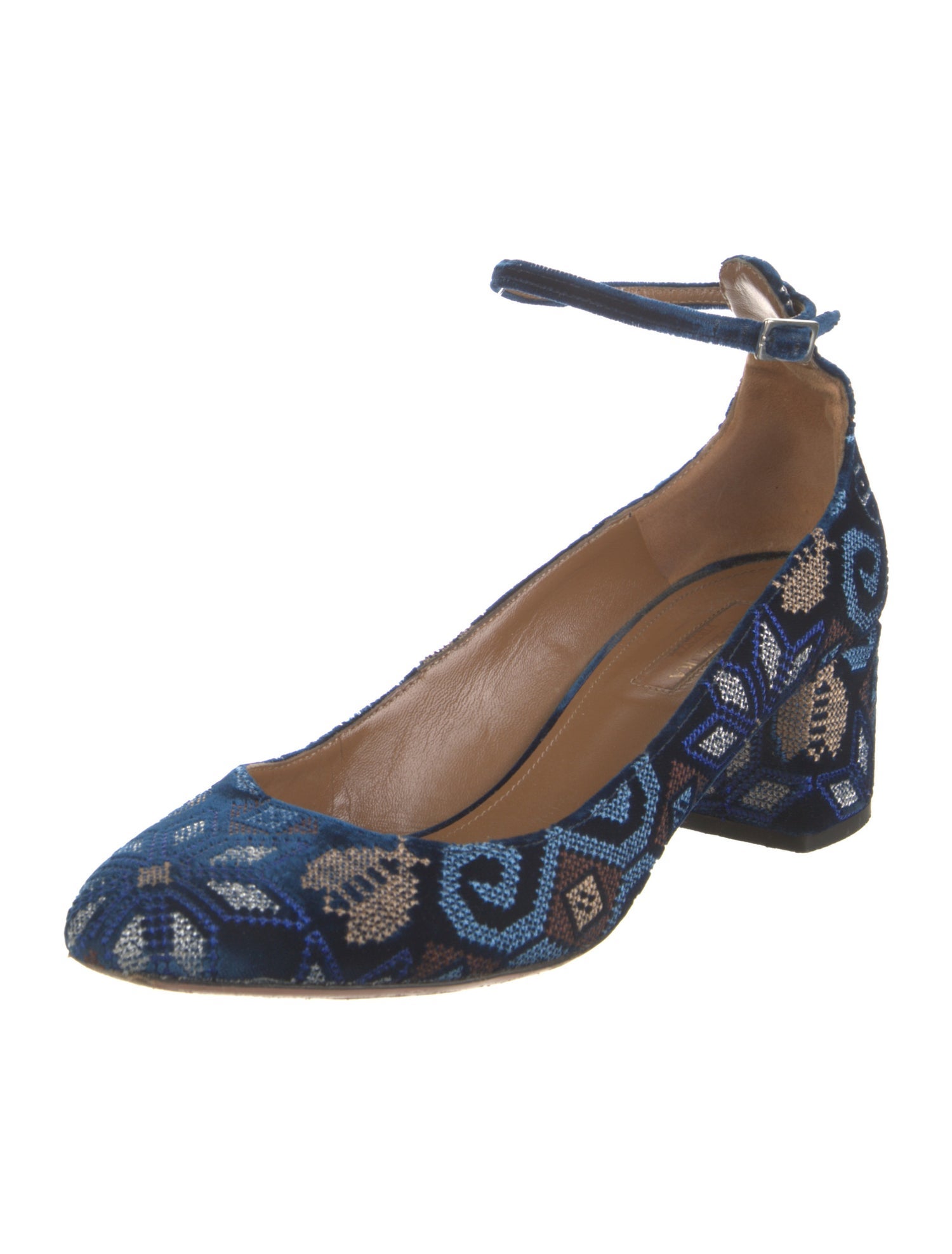 Aquazzura Velvet Floral Print D'Orsay Pumps