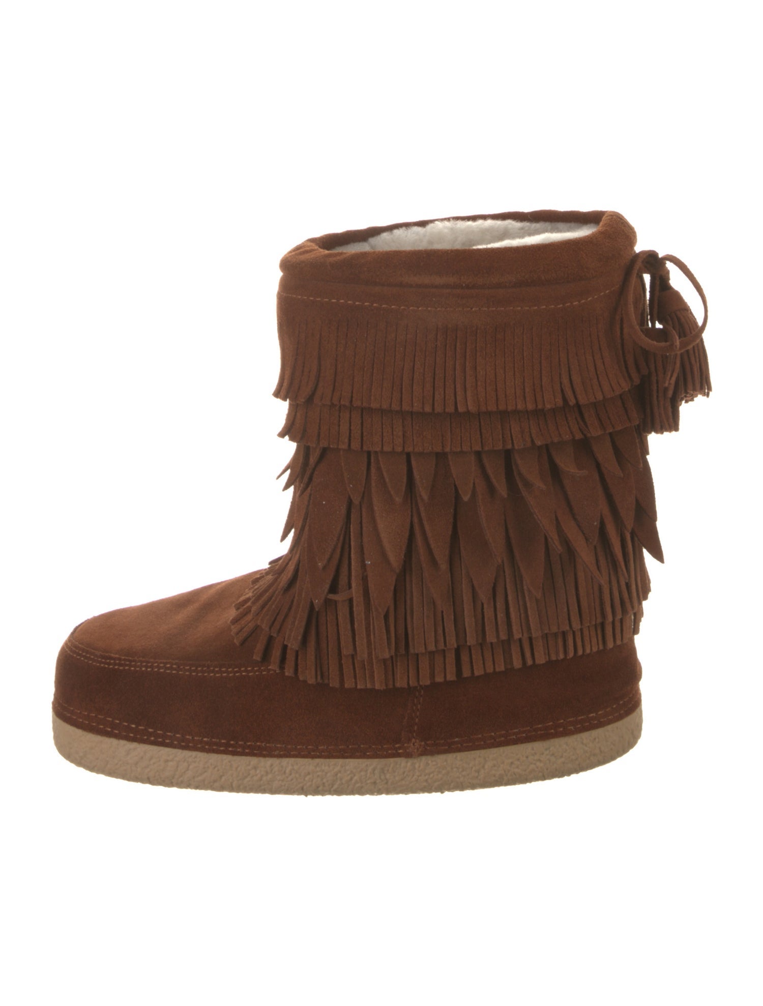 Aquazzura Suede Fringe Trim Accent Lace-Up Boots