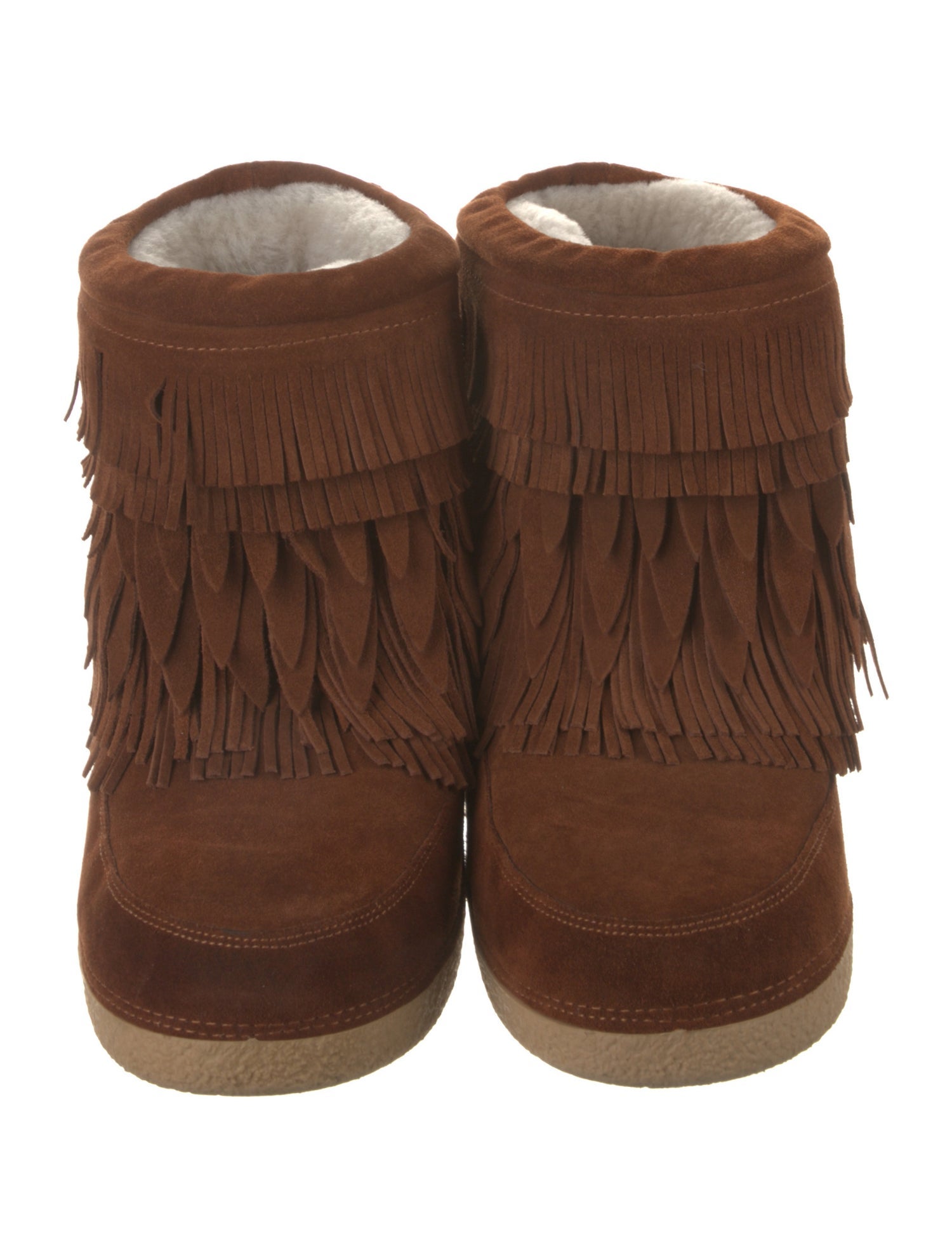 Aquazzura Suede Fringe Trim Accent Lace-Up Boots