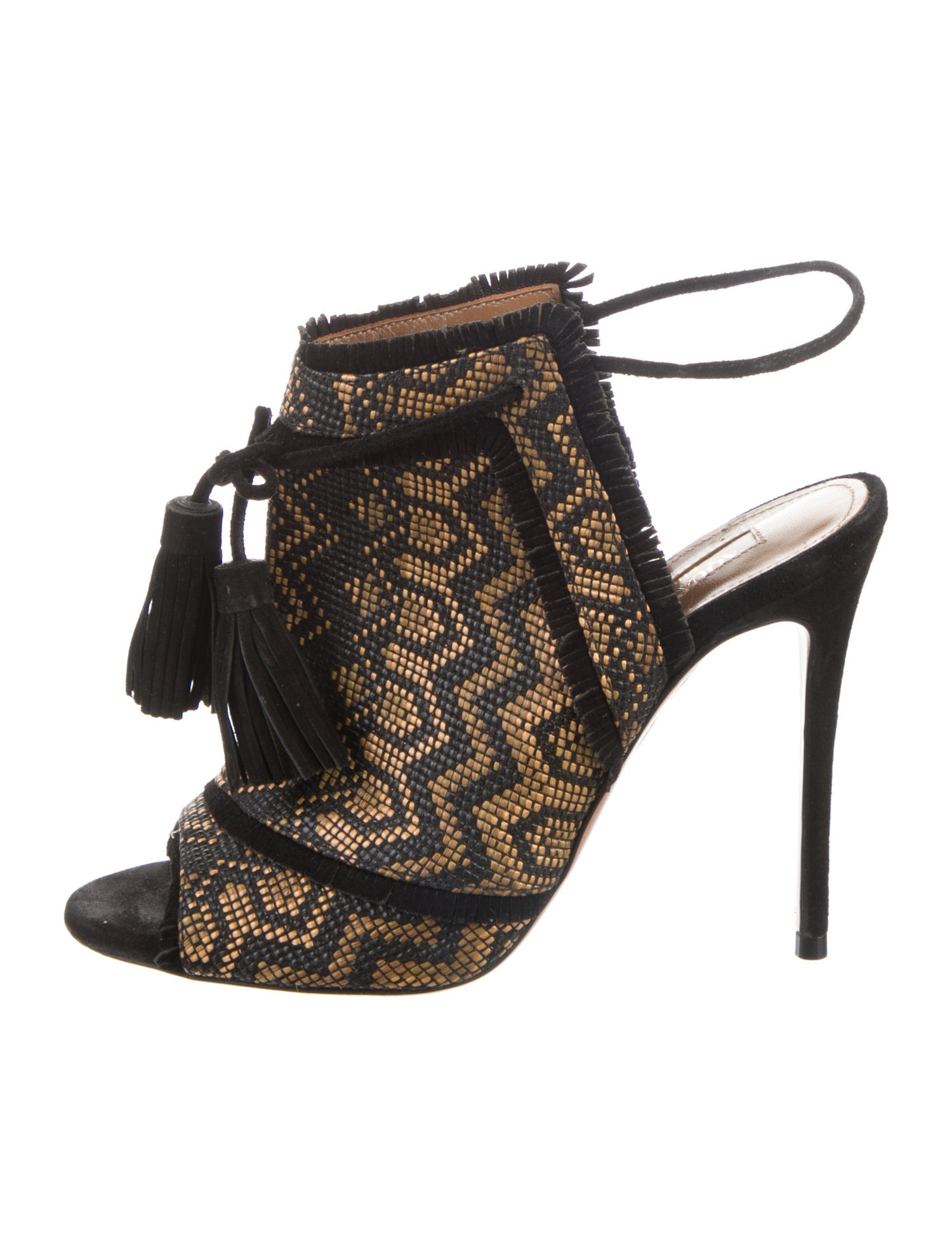 Aquazzura Suede Printed Slingback Sandals