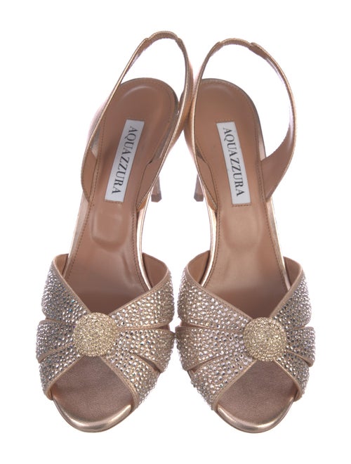 Aquazzura Leather Crystal Embellishments Slingback Sandals