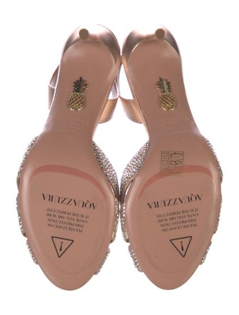 Aquazzura Leather Crystal Embellishments Slingback Sandals