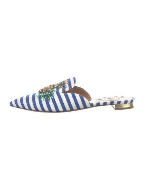 Aquazzura Canvas Striped Mules