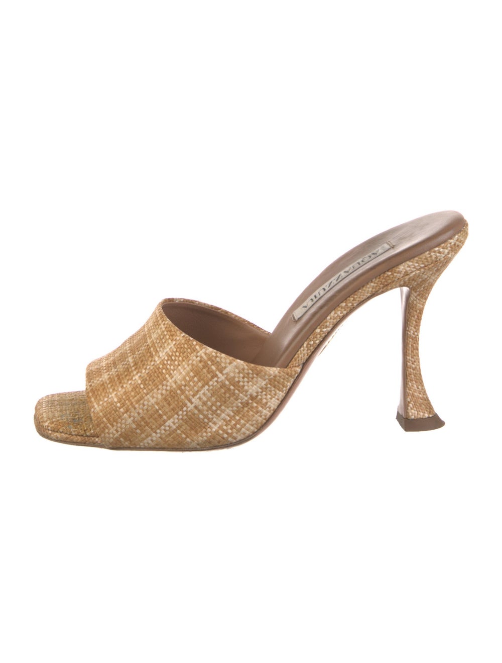 Aquazzura Raffia Slides Neutrals Patterned - image 1