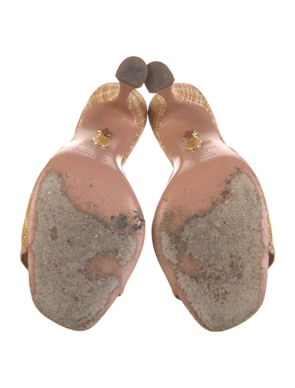 Aquazzura Raffia Slides Neutrals Patterned - image 5