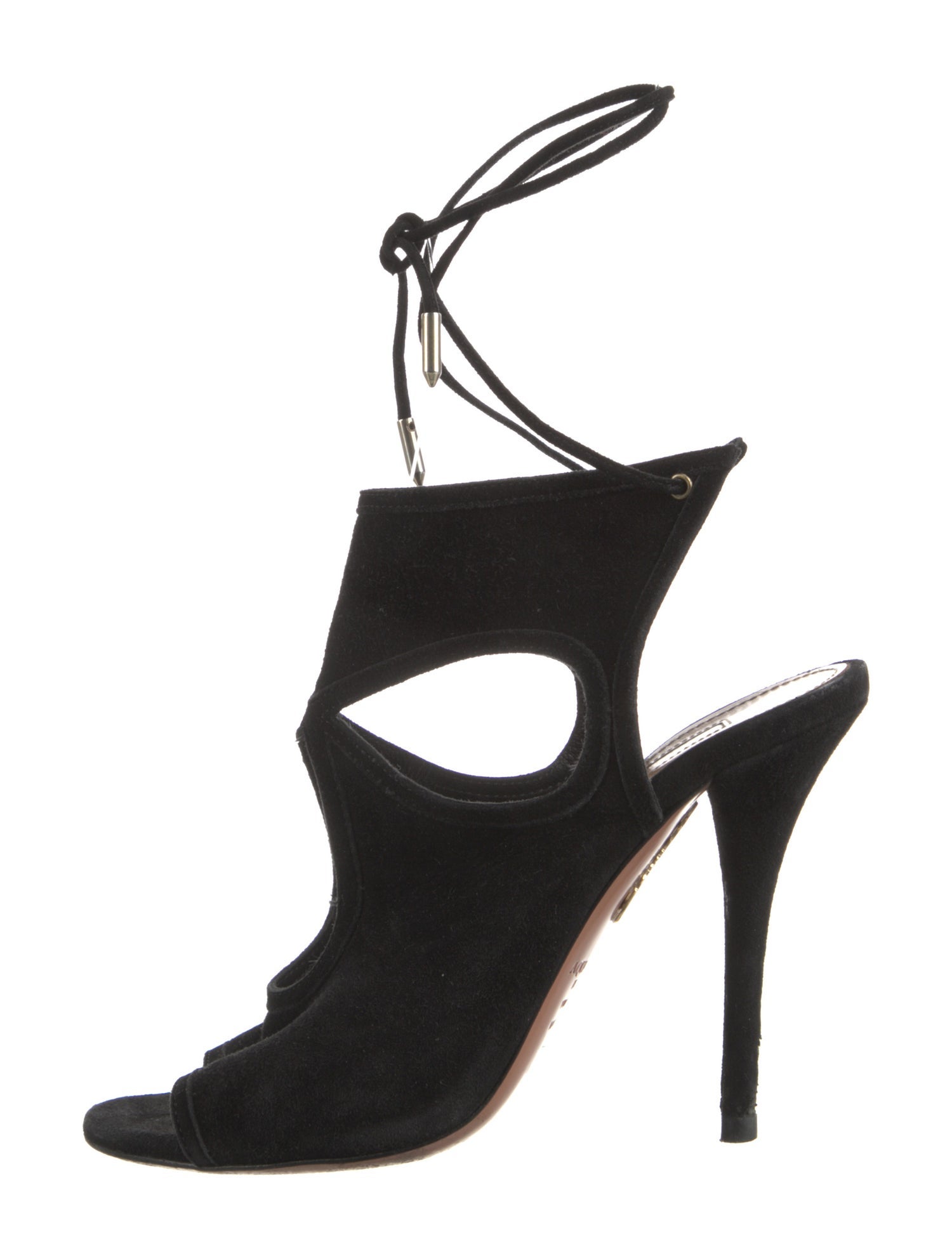 Aquazzura Suede Cutout Accent T-Strap Pumps