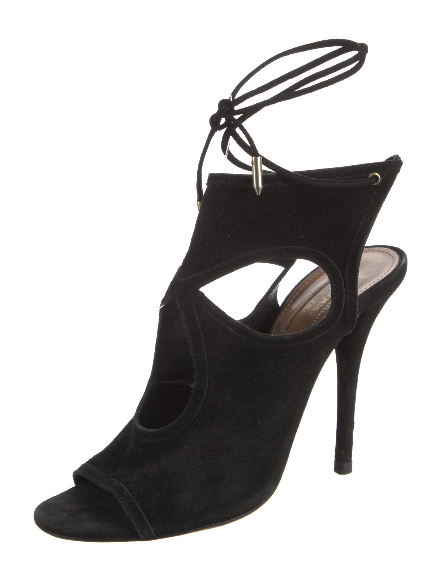 Aquazzura Suede Cutout Accent T-Strap Pumps