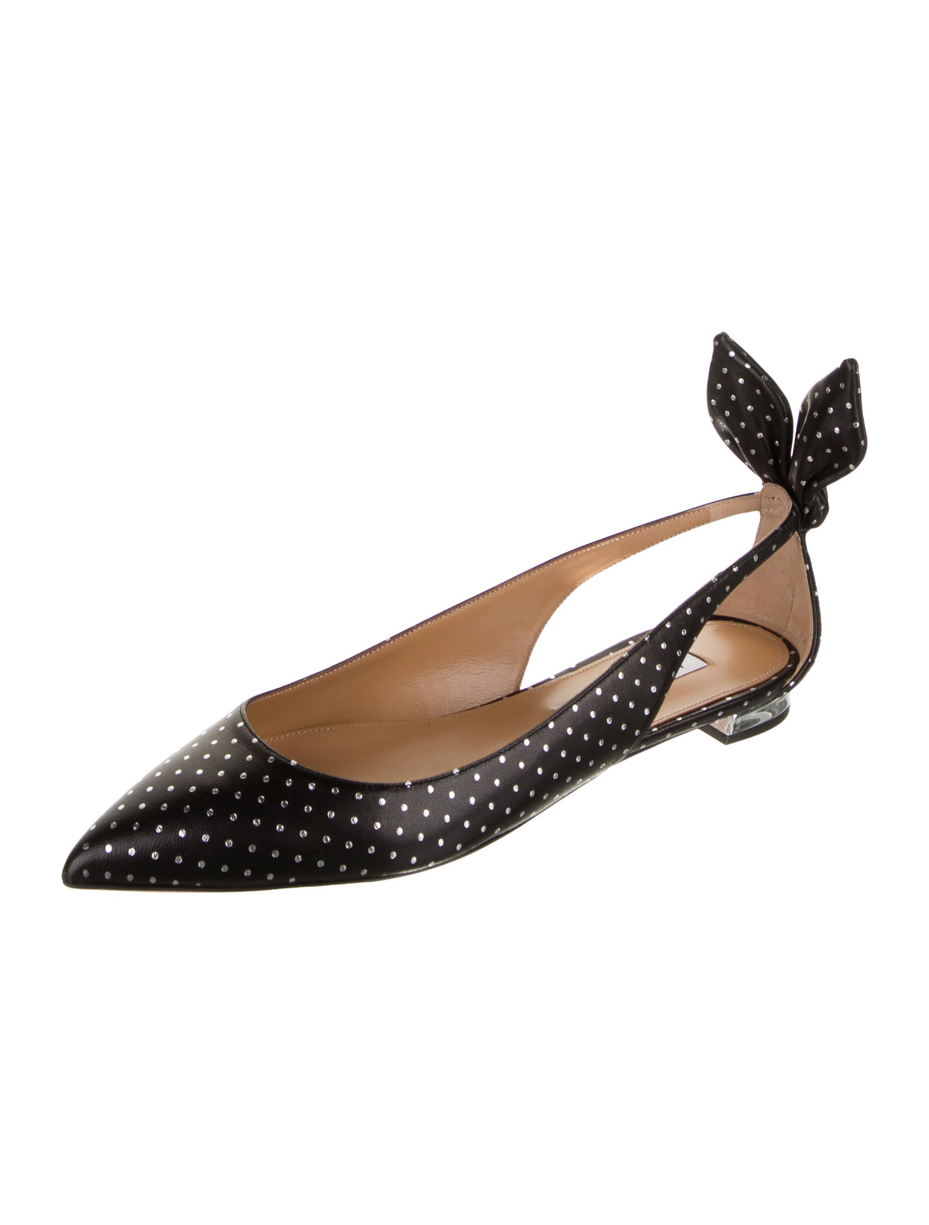 Aquazzura Leather Polka Dot Print Flats