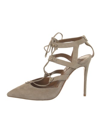 Aquazzura Suede T-Strap Pumps