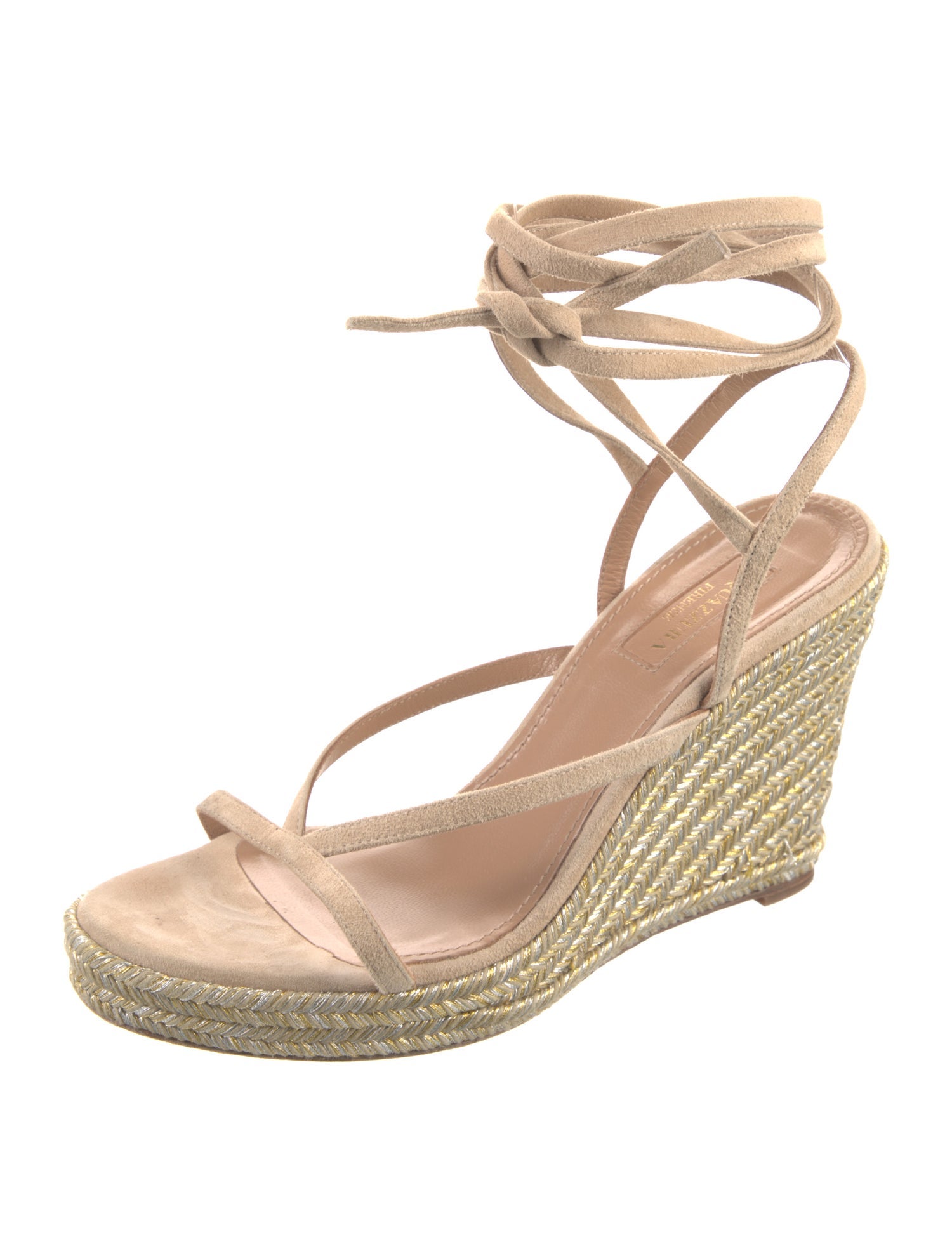 Aquazzura Suede Braided Accents Espadrilles