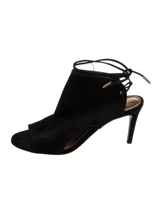 Aquazzura Suede Eyelet Trim Sandals