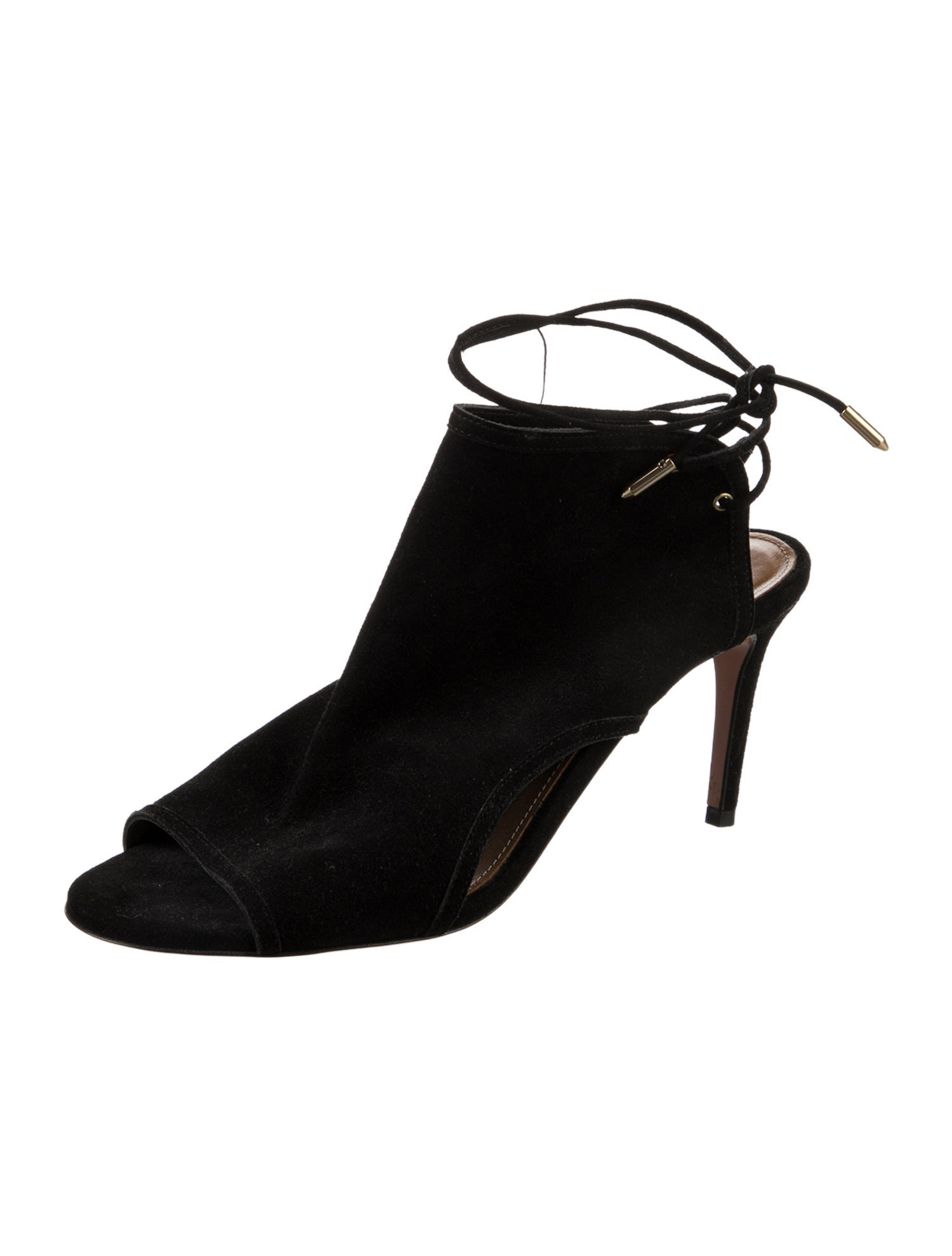 Aquazzura Suede Eyelet Trim Sandals