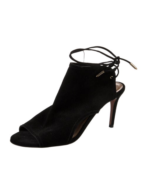 Aquazzura Suede Eyelet Trim Sandals