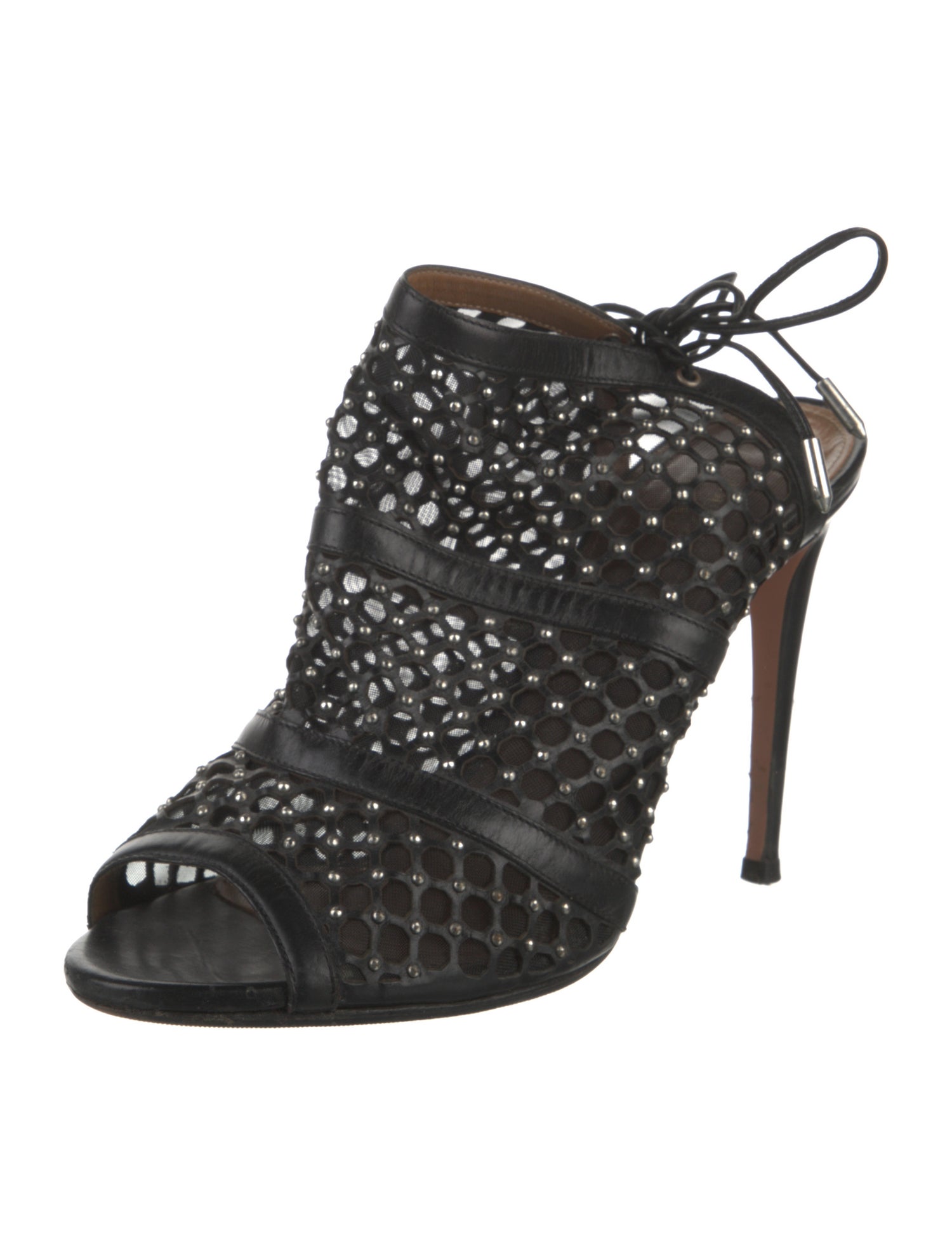 Aquazzura Leather Studded Accents Slingback Pumps