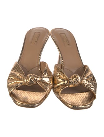Aquazzura Embossed Leather Animal Print Slides