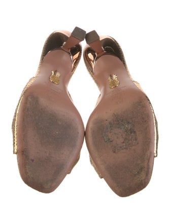 Aquazzura Embossed Leather Animal Print Slides