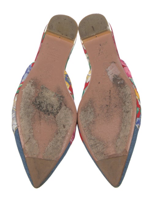Aquazzura Denim Floral Print Mules