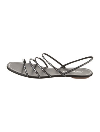 Aquazzura Leather Crystal Embellishments Slingback Sandals
