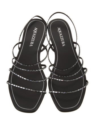 Aquazzura Leather Crystal Embellishments Slingback Sandals