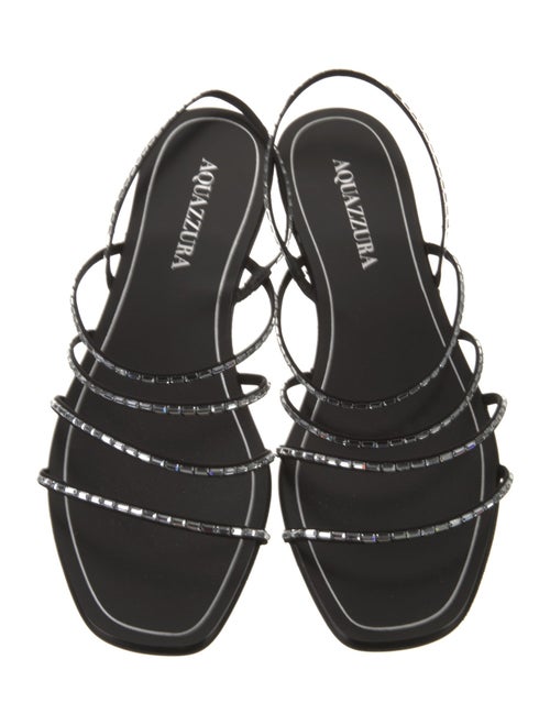 Aquazzura Leather Crystal Embellishments Slingback Sandals