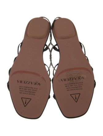 Aquazzura Leather Crystal Embellishments Slingback Sandals