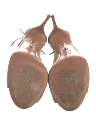 Aquazzura Suede Leather Trim Embellishment Sandals