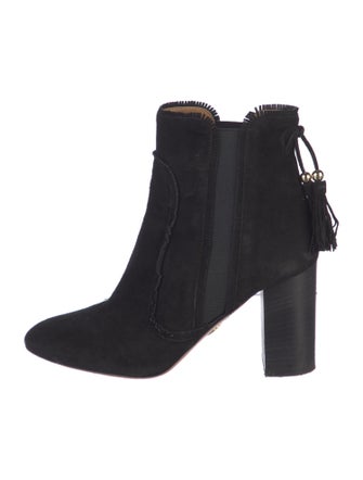 Aquazzura Suede Tassel Accents Chelsea Boots