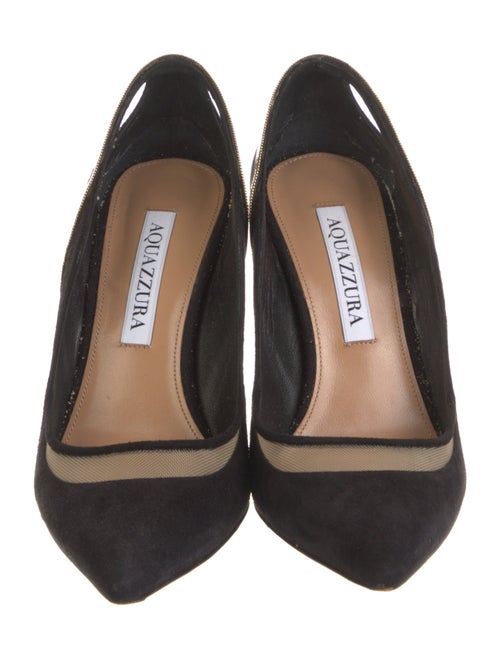 Aquazzura Suede Colorblock Pattern Slingback Pumps