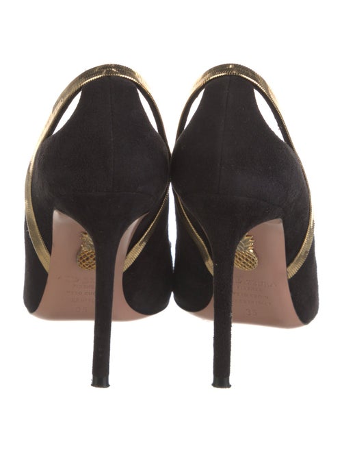 Aquazzura Suede Colorblock Pattern Slingback Pumps