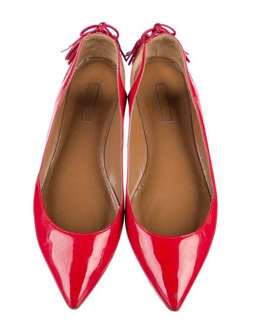 Aquazzura Leather Tassel Accents Ballet Flats