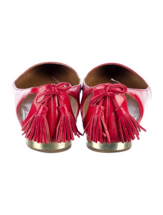 Aquazzura Leather Tassel Accents Ballet Flats
