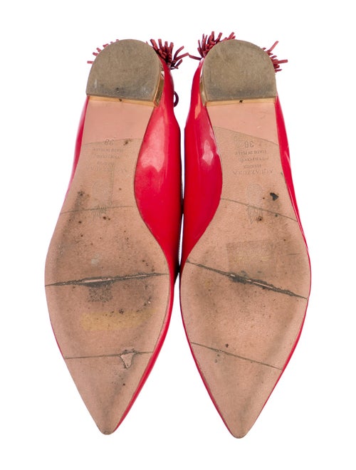 Aquazzura Leather Tassel Accents Ballet Flats