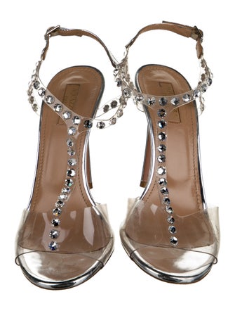 Aquazzura PVC Crystal Embellishments T-Strap Sandals