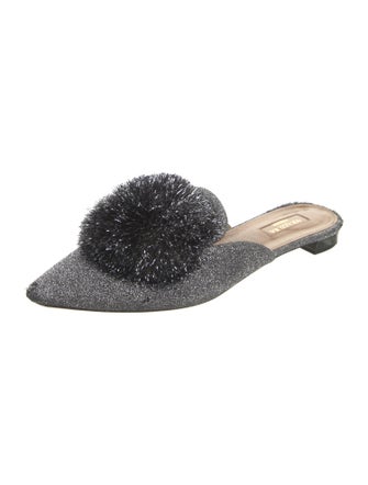 Aquazzura Glitter Pom-Pom Embellishments Mules