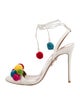 Aquazzura Canvas Pom-Pom Embellishments Sandals