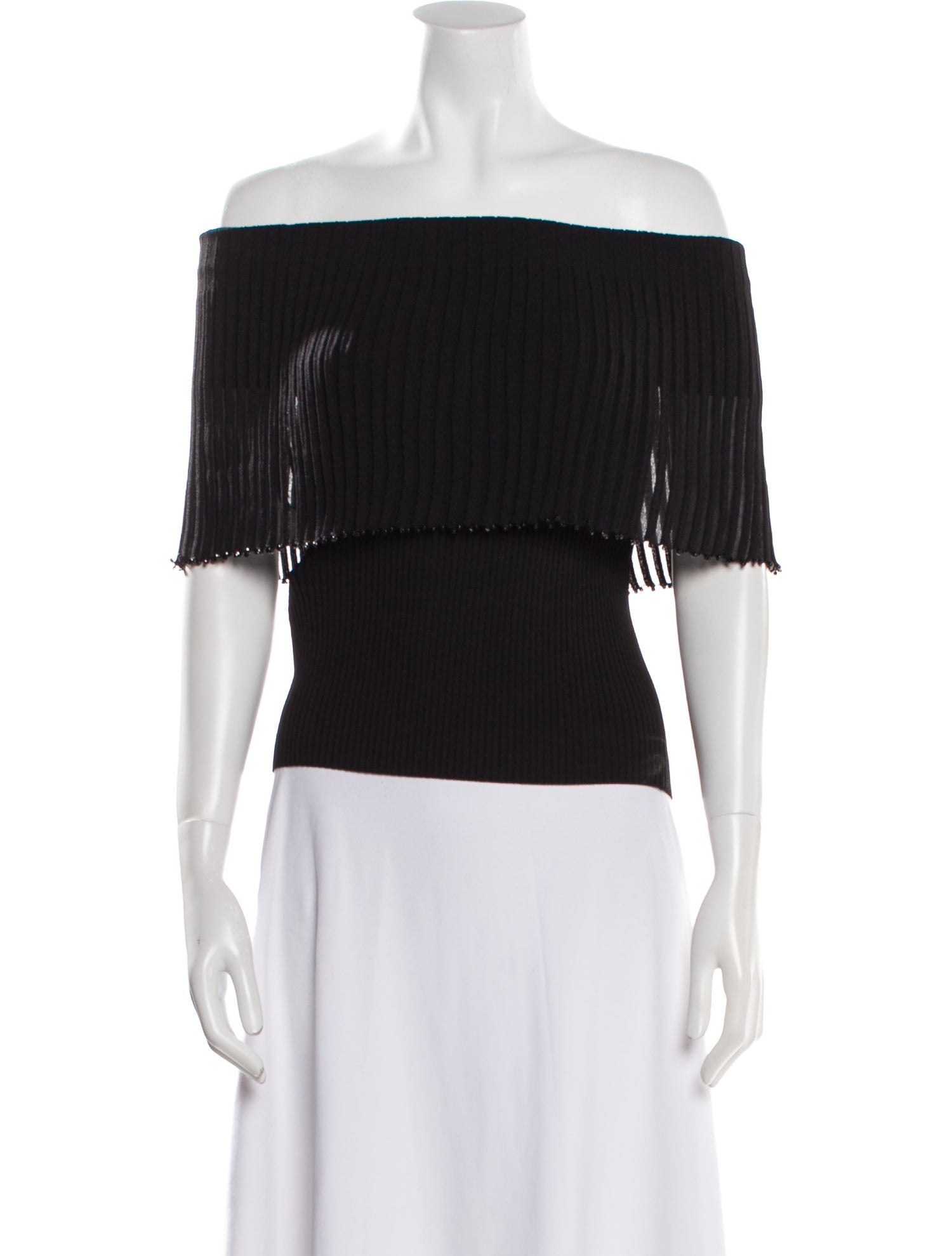 Aquazzura Off-The-Shoulder Short Sleeve Crop Top