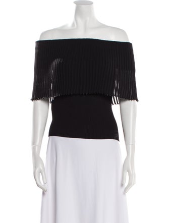 Aquazzura Off-The-Shoulder Short Sleeve Crop Top