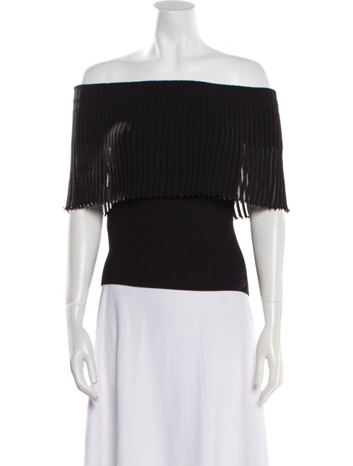 Aquazzura Off-The-Shoulder Short Sleeve Crop Top